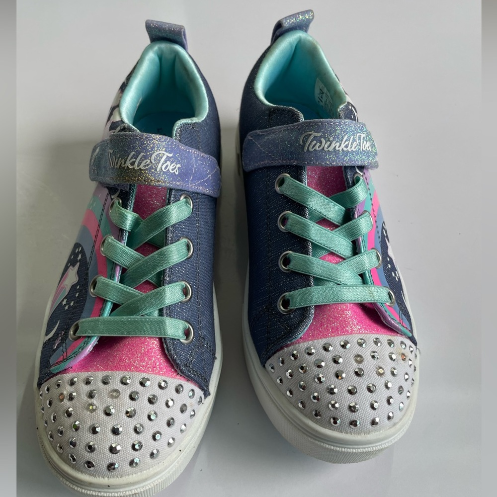 Skechers Girls' Twinkle Sparks Unicorn Charmed Sneakers Navy Textile Mul…